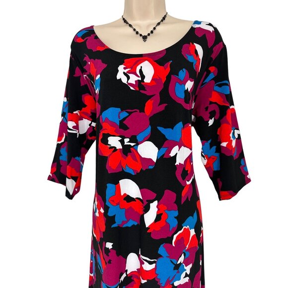 Roz & Ali Vibrant Floral Print Scoop Neck Shift Dress Size XL All-Season Office - Picture 2 of 7